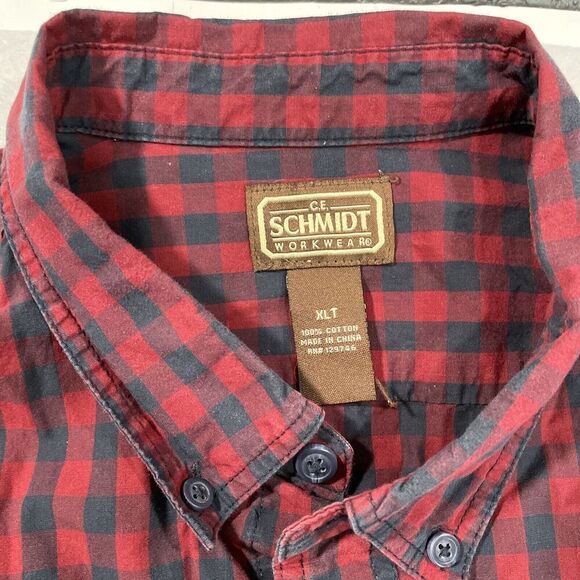 CE Schmidt Shirt Men XLT Red Plaid Button Down Relaxed Work Casual Western Farm - Picture 3 of 4
